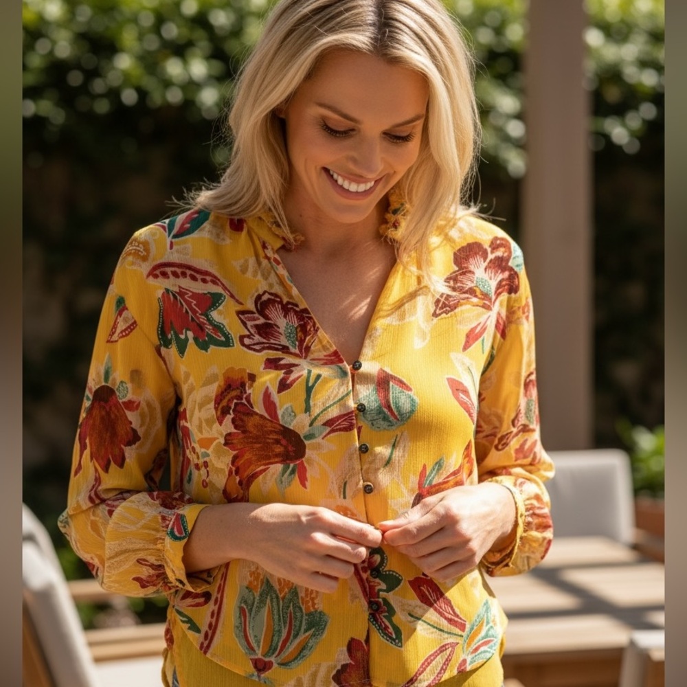 💋 Pilcro Floral‎ Yellow Blouse 192